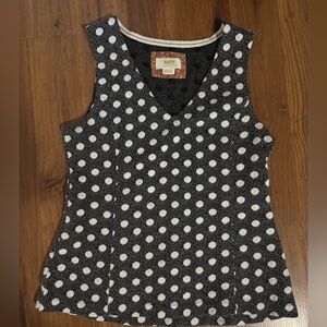 Anthropologie Maeve V-Neck Sleeveless Top - Black & White Small